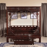 印尼黑酸枝拔步床雕花踏步床1.8米架子床双人床仿红木床卧室家具